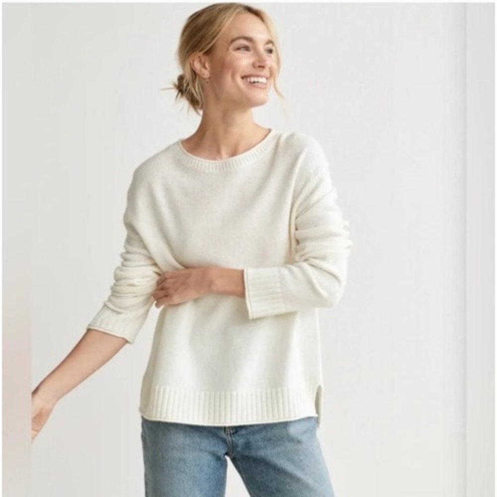 Jenni Kayne Everyday Sweater Wool Cashmere Blend Quiet Luxury in Ivory Sz S